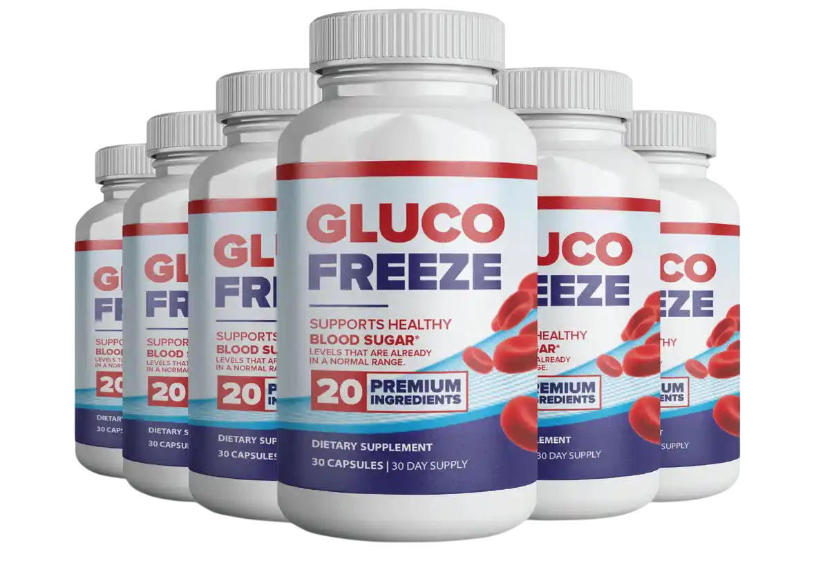 GlucoFreeze blood sugar support supplement bottles